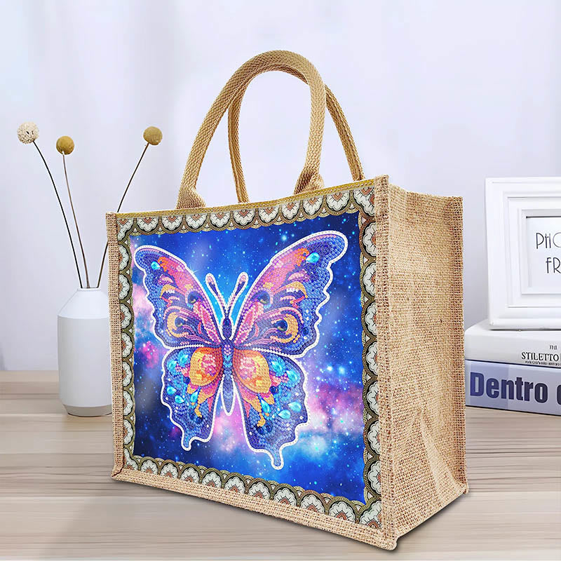 Apcufir Schmetterling Diamant Malerei Tote 5D DIY Leinen Handtasche Kits
