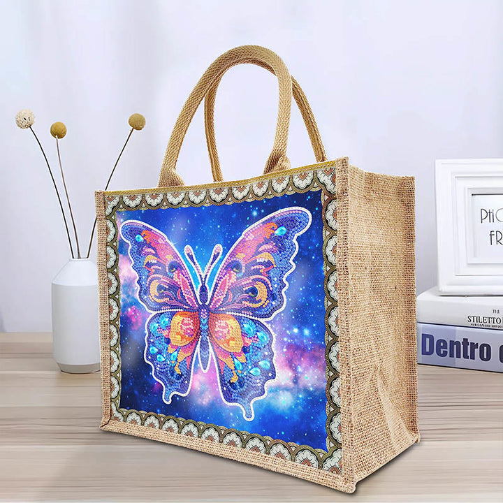 Apcufir Schmetterling Diamant Malerei Tote 5D DIY Leinen Handtasche Kits