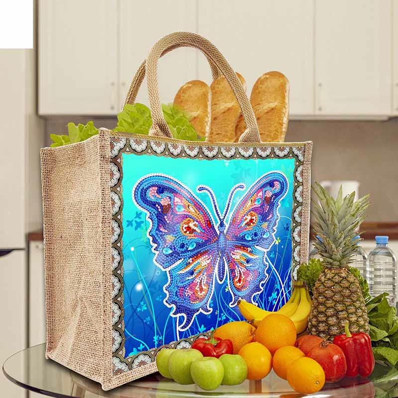 Apcufir Schmetterling Diamant Malerei Tote 5D DIY Leinen Handtasche Kits