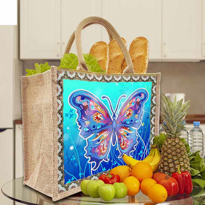Apcufir Schmetterling Diamant Malerei Tote 5D DIY Leinen Handtasche Kits