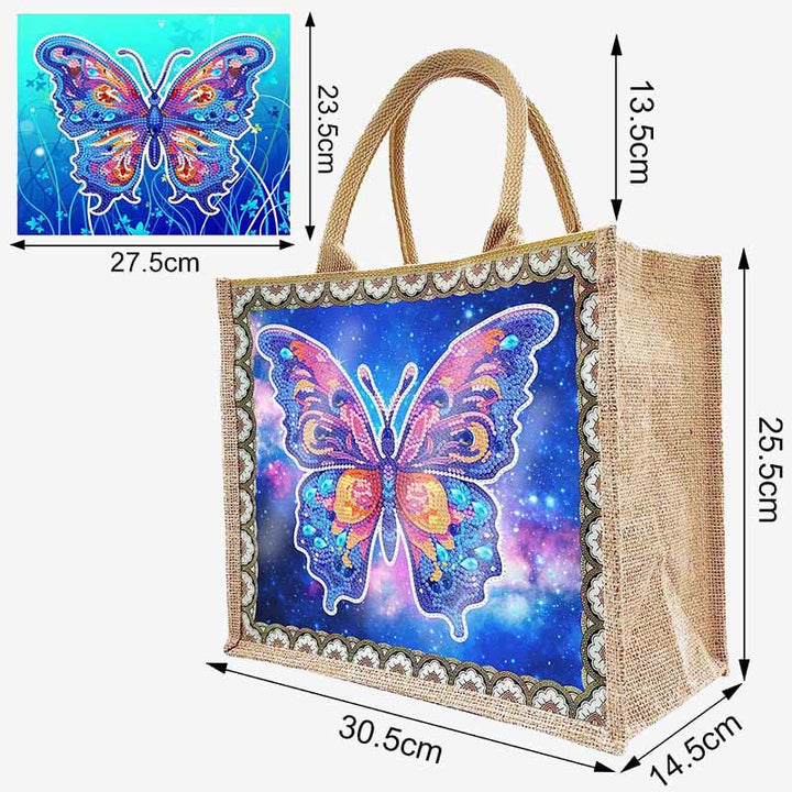 Apcufir Schmetterling Diamant Malerei Tote 5D DIY Leinen Handtasche Kits