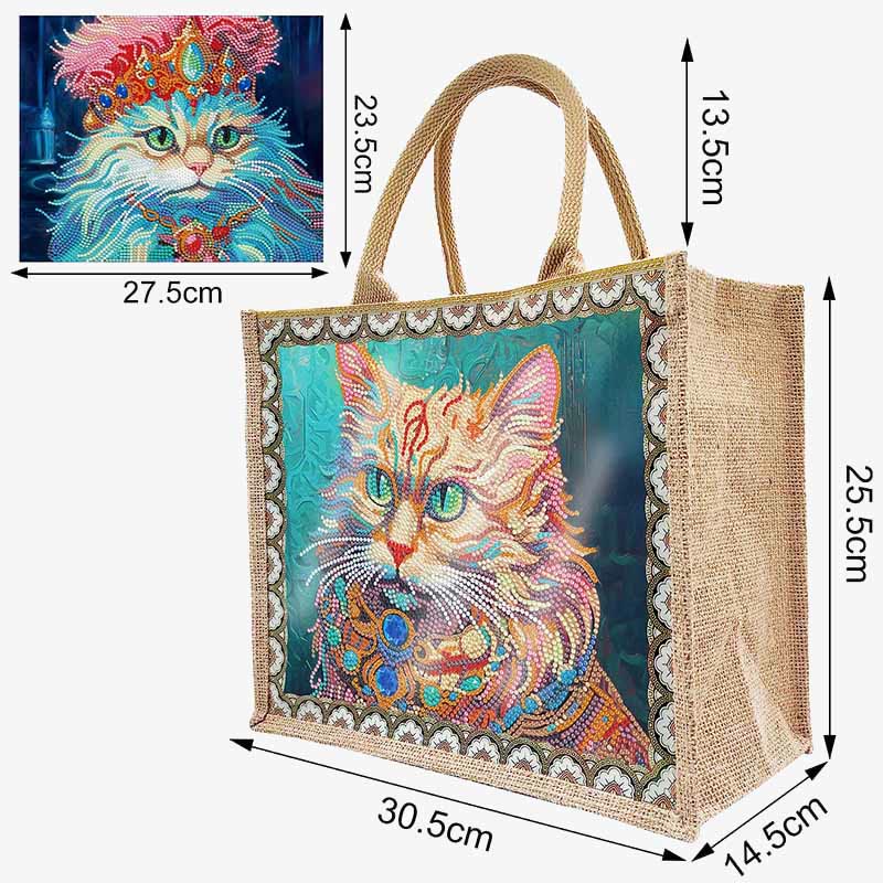 DIY Katze Leinen Diamant Einkaufstasche Shopping Reise Geldbörse