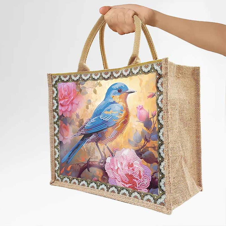 Große Kapazität Tote Handtasche mit Vogelmalerei und Punkt-Diamant-Kunstmalerei