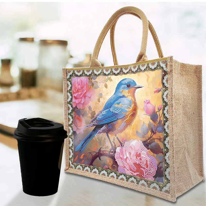 Große Kapazität Tote Handtasche mit Vogelmalerei und Punkt-Diamant-Kunstmalerei
