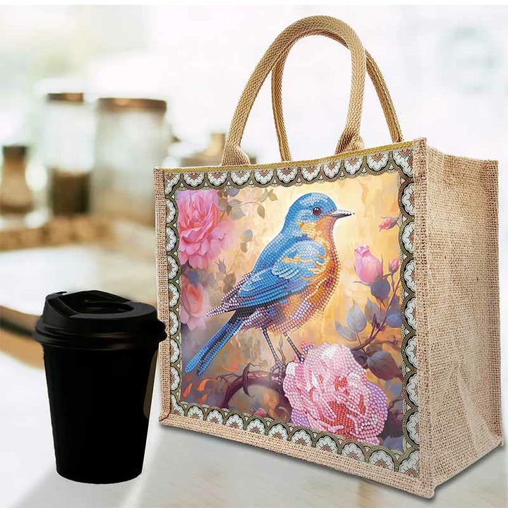 Große Kapazität Tote Handtasche mit Vogelmalerei und Punkt-Diamant-Kunstmalerei