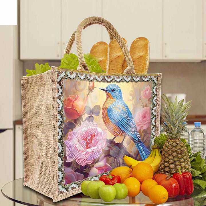 Große Kapazität Tote Handtasche mit Vogelmalerei und Punkt-Diamant-Kunstmalerei