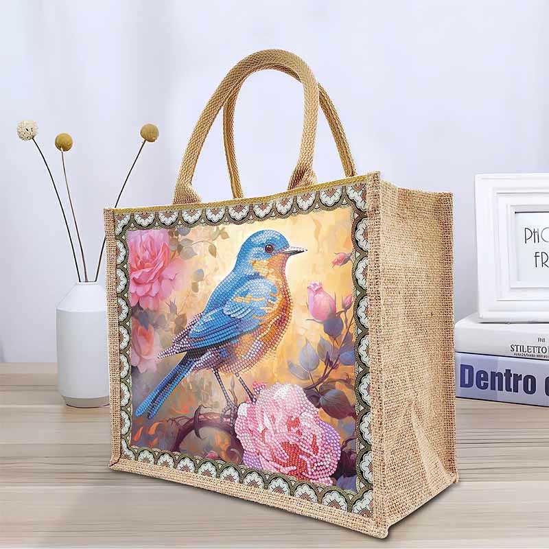 Große Kapazität Tote Handtasche mit Vogelmalerei und Punkt-Diamant-Kunstmalerei