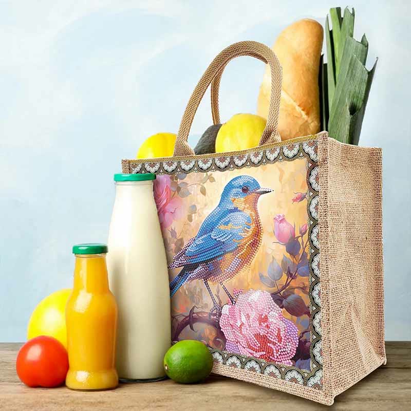 Große Kapazität Tote Handtasche mit Vogelmalerei und Punkt-Diamant-Kunstmalerei