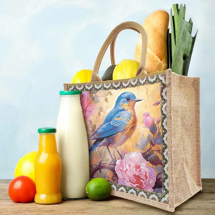 Große Kapazität Tote Handtasche mit Vogelmalerei und Punkt-Diamant-Kunstmalerei