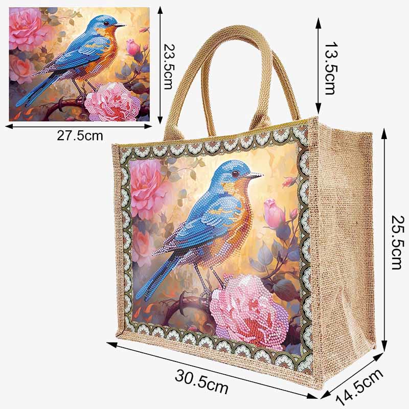 Große Kapazität Tote Handtasche mit Vogelmalerei und Punkt-Diamant-Kunstmalerei