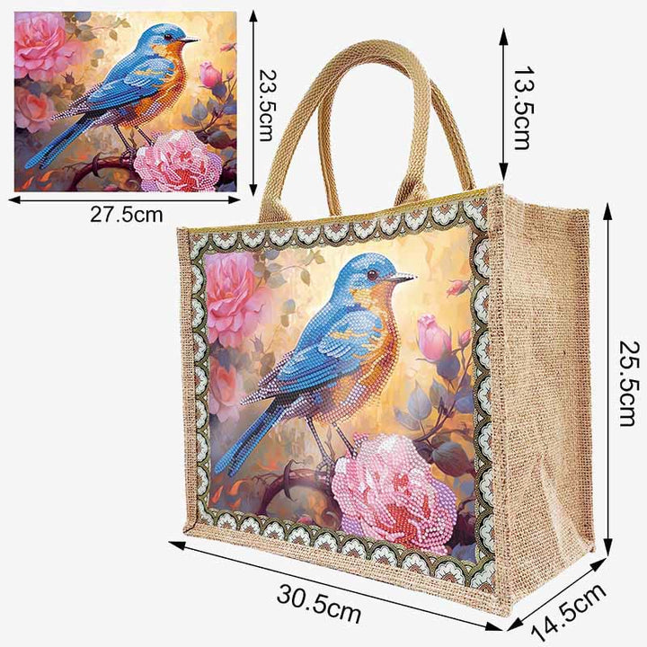 Große Kapazität Tote Handtasche mit Vogelmalerei und Punkt-Diamant-Kunstmalerei