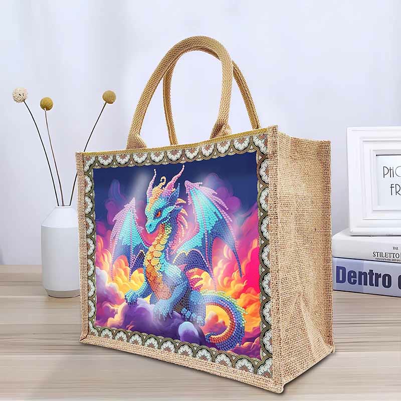 Pterosaurier DIY Diamond Air Painting Tote Wiederverwendbare Leinen-Umhängetasche