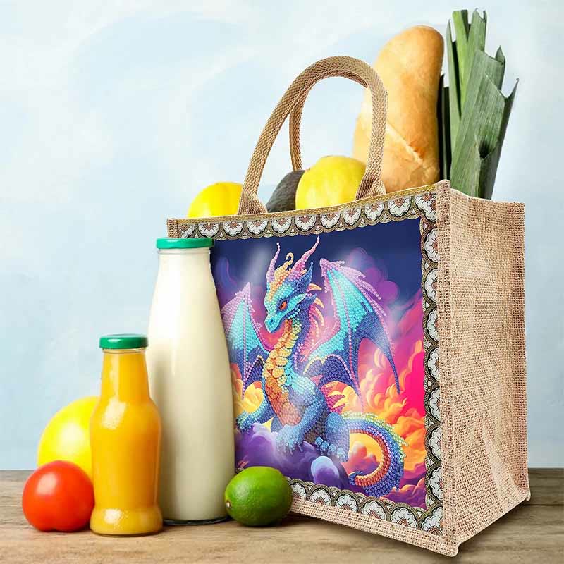 Pterosaurier DIY Diamond Air Painting Tote Wiederverwendbare Leinen-Umhängetasche