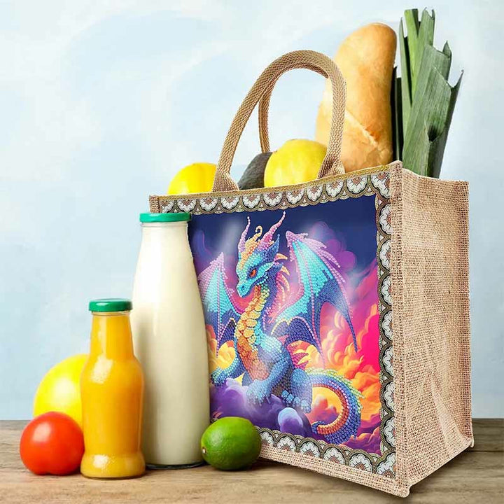 Pterosaurier DIY Diamond Air Painting Tote Wiederverwendbare Leinen-Umhängetasche