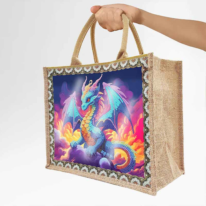 Pterosaurier DIY Diamond Air Painting Tote Wiederverwendbare Leinen-Umhängetasche