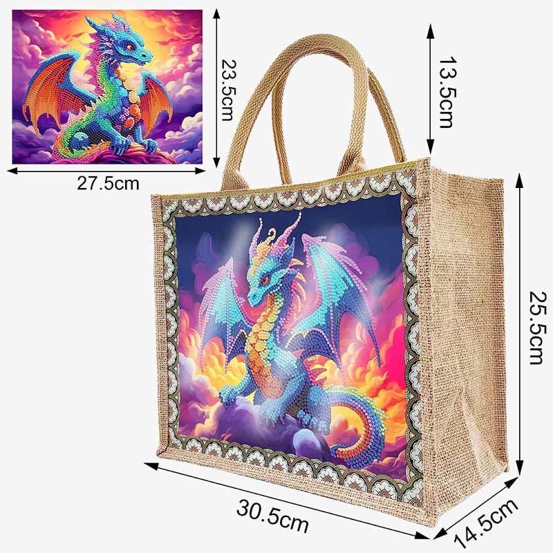 Pterosaurier DIY Diamond Air Painting Tote Wiederverwendbare Leinen-Umhängetasche