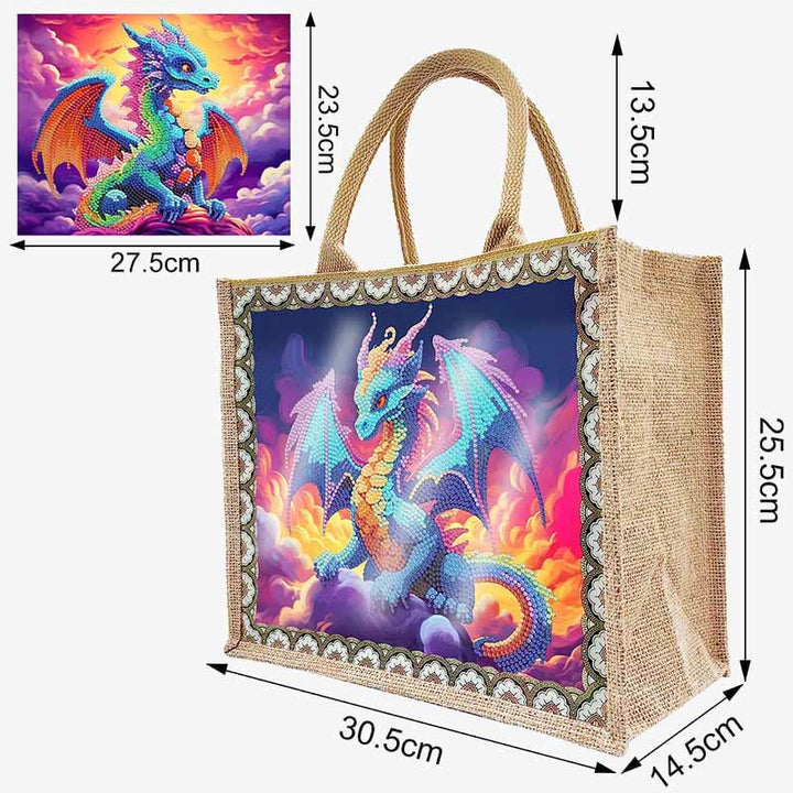 Pterosaurier DIY Diamond Air Painting Tote Wiederverwendbare Leinen-Umhängetasche