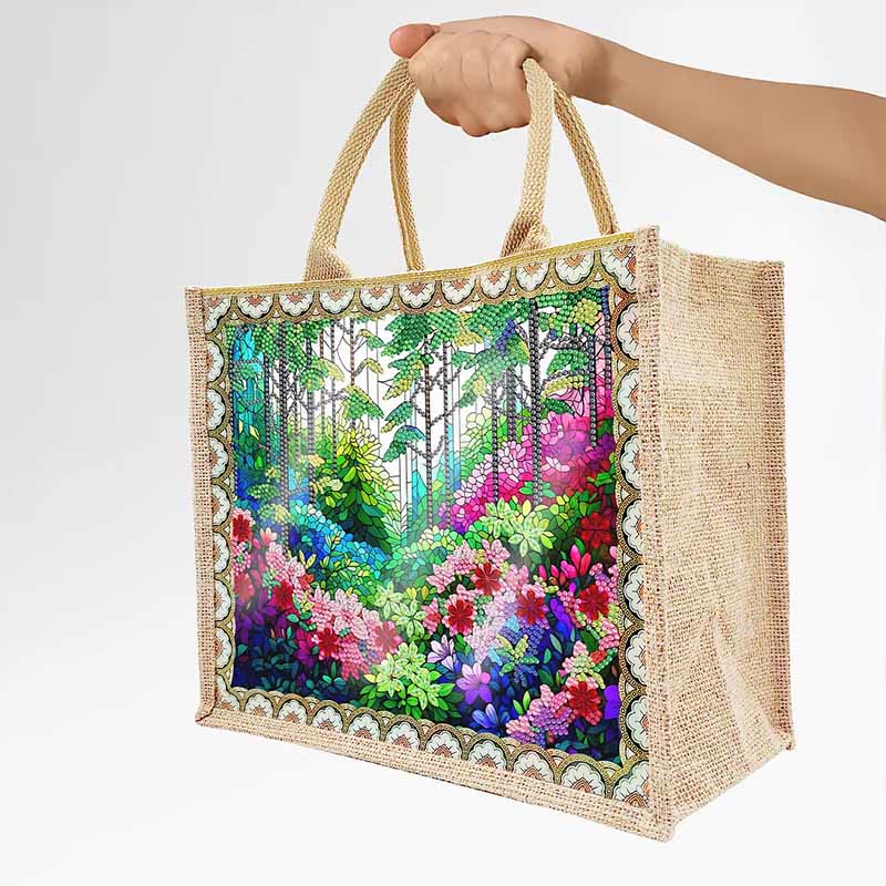 Regenwald DIY Diamond Air Painting Tote Wiederverwendbare Leinen-Umhängetasche