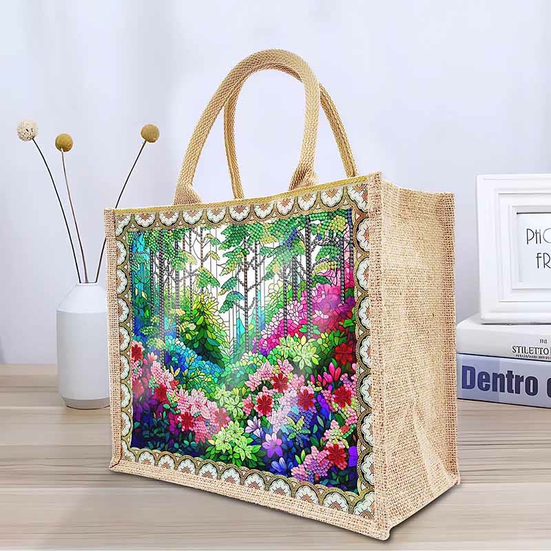 Regenwald DIY Diamond Air Painting Tote Wiederverwendbare Leinen-Umhängetasche
