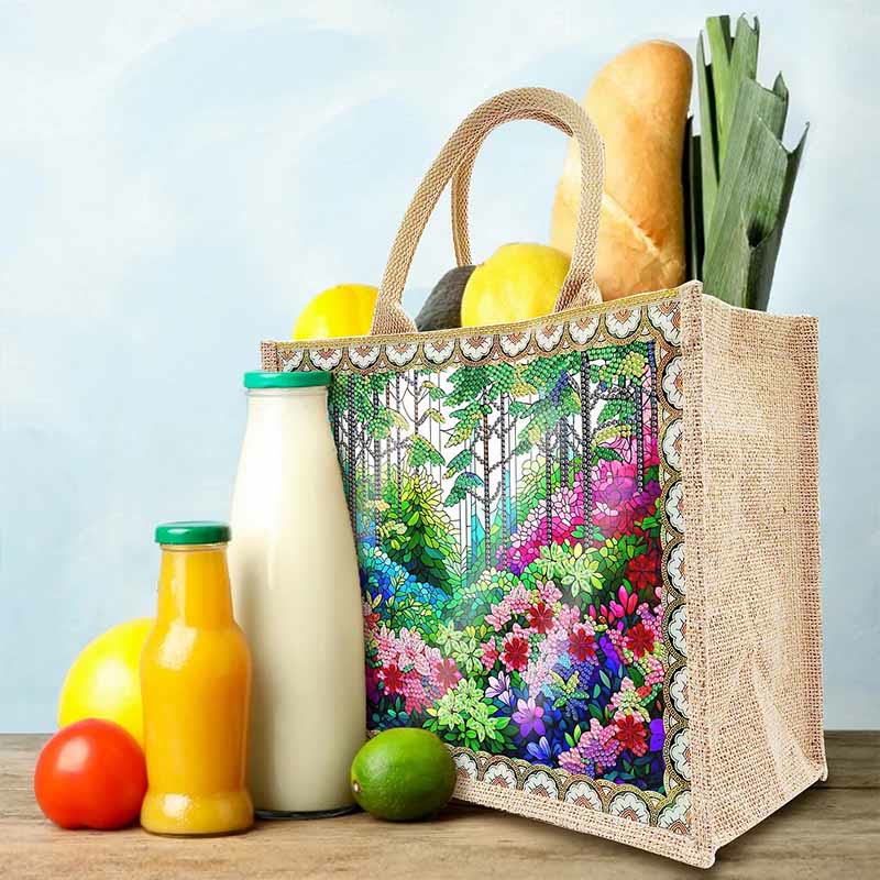 Regenwald DIY Diamond Air Painting Tote Wiederverwendbare Leinen-Umhängetasche