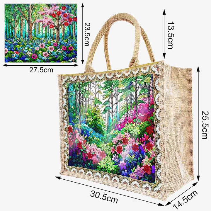 Regenwald DIY Diamond Air Painting Tote Wiederverwendbare Leinen-Umhängetasche