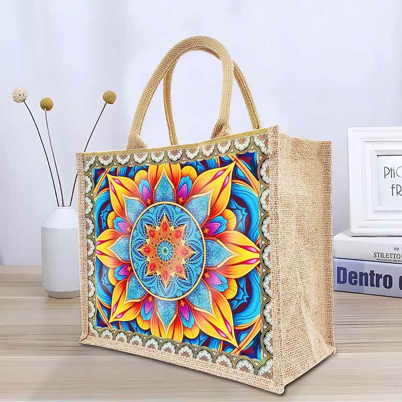 5D Diamant Malerei Einkaufstasche aus Canvas mit Mandala-Muster Umhängetasche