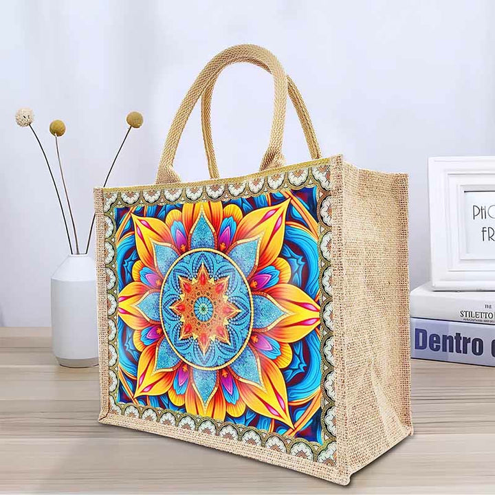 5D Diamant Malerei Einkaufstasche aus Canvas mit Mandala-Muster Umhängetasche