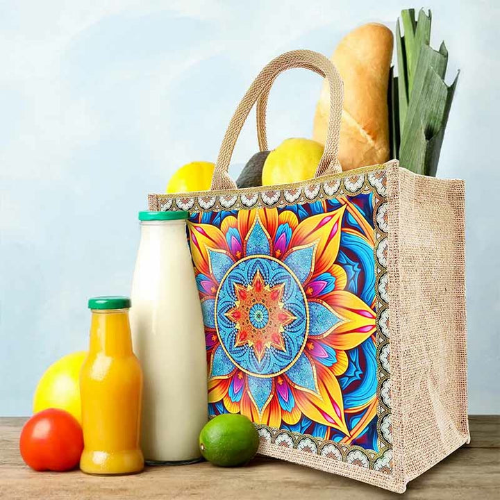 5D Diamant Malerei Einkaufstasche aus Canvas mit Mandala-Muster Umhängetasche
