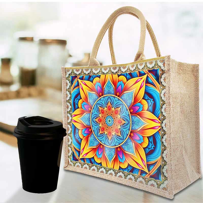 5D Diamant Malerei Einkaufstasche aus Canvas mit Mandala-Muster Umhängetasche