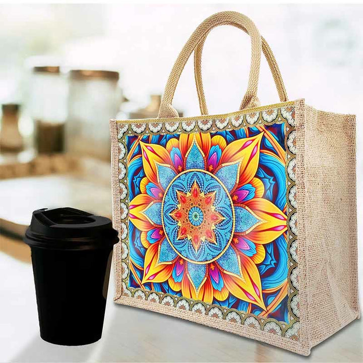 5D Diamant Malerei Einkaufstasche aus Canvas mit Mandala-Muster Umhängetasche