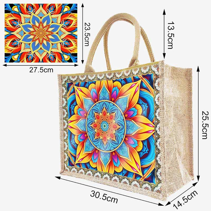 5D Diamant Malerei Einkaufstasche aus Canvas mit Mandala-Muster Umhängetasche