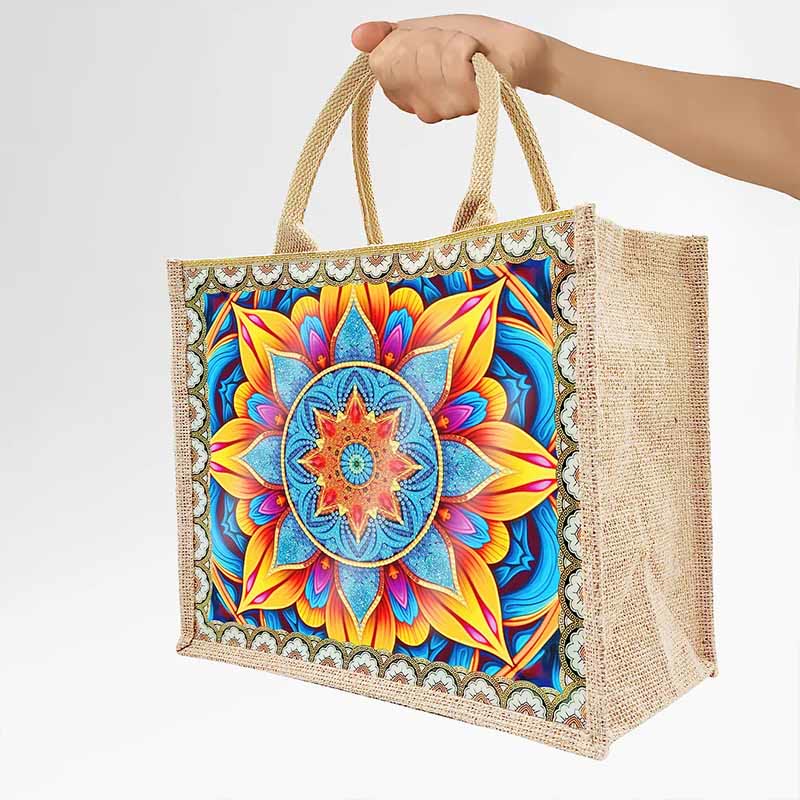 5D Diamant Malerei Einkaufstasche aus Canvas mit Mandala-Muster Umhängetasche