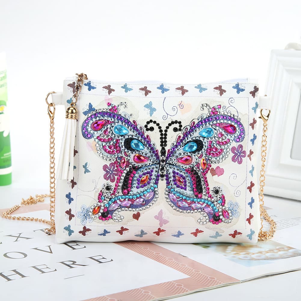 DIY Blumen Totenkopf Schmetterling Diamant Kunst Malerei Geldbörse Quaste Umhängetasche