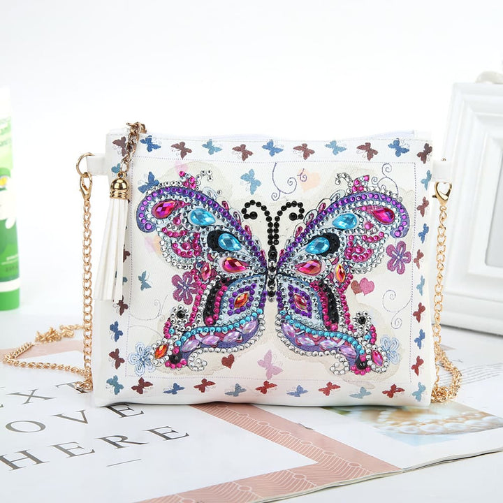 DIY Blumen Totenkopf Schmetterling Diamant Kunst Malerei Geldbörse Quaste Umhängetasche