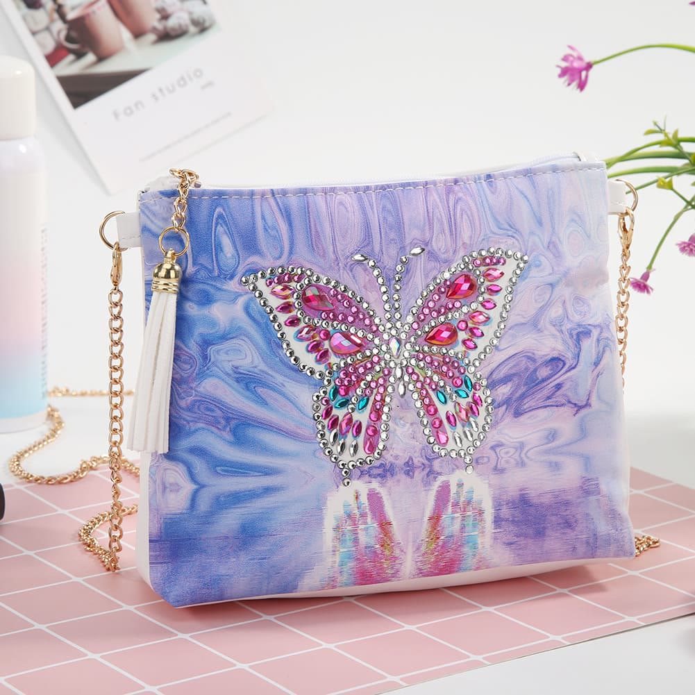 DIY Blumen Totenkopf Schmetterling Diamant Kunst Malerei Geldbörse Quaste Umhängetasche