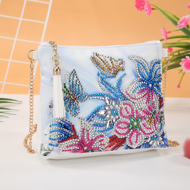 DIY Blumen Totenkopf Schmetterling Diamant Kunst Malerei Geldbörse Quaste Umhängetasche