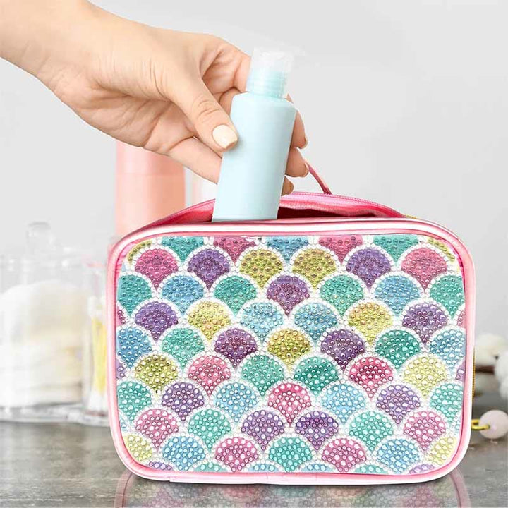 DIY Diamant Kosmetiktasche Fischschuppen Muster Regenbogen Make-Up Tasche Geldbörsen
