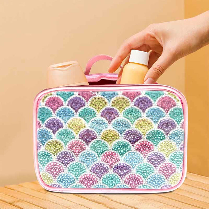 DIY Diamant Kosmetiktasche Fischschuppen Muster Regenbogen Make-Up Tasche Geldbörsen
