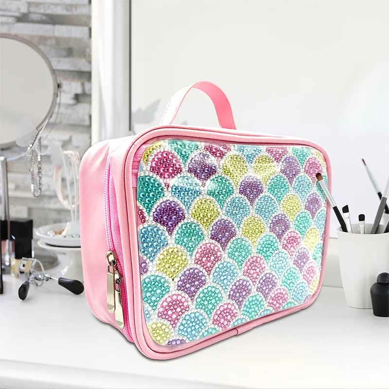 DIY Diamant Kosmetiktasche Fischschuppen Muster Regenbogen Make-Up Tasche Geldbörsen