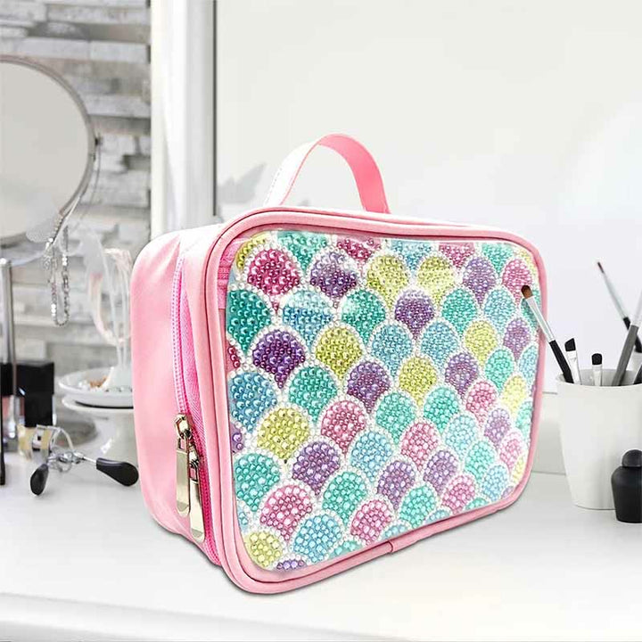 DIY Diamant Kosmetiktasche Fischschuppen Muster Regenbogen Make-Up Tasche Geldbörsen