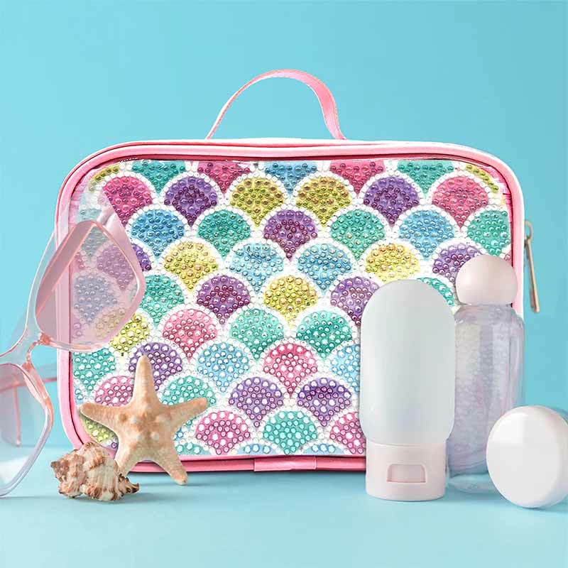 DIY Diamant Kosmetiktasche Fischschuppen Muster Regenbogen Make-Up Tasche Geldbörsen