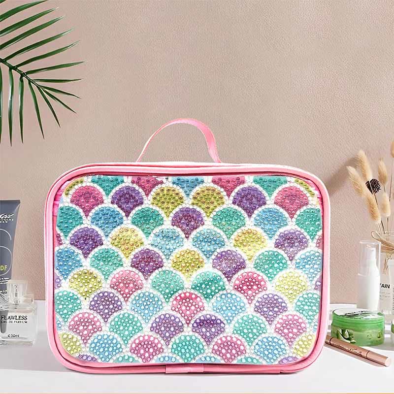 DIY Diamant Kosmetiktasche Fischschuppen Muster Regenbogen Make-Up Tasche Geldbörsen