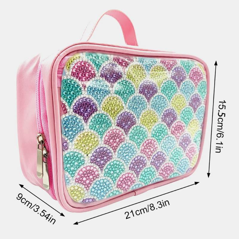 DIY Diamant Kosmetiktasche Fischschuppen Muster Regenbogen Make-Up Tasche Geldbörsen