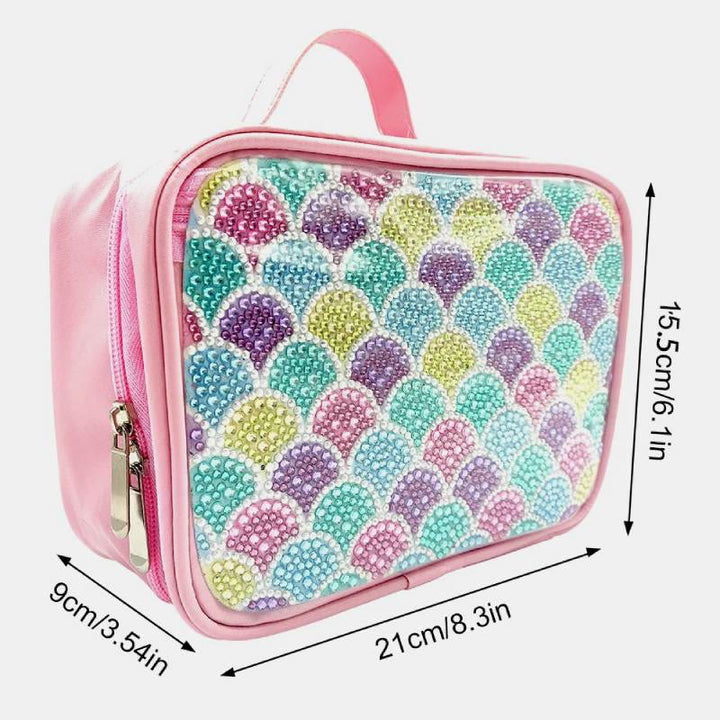 DIY Diamant Kosmetiktasche Fischschuppen Muster Regenbogen Make-Up Tasche Geldbörsen