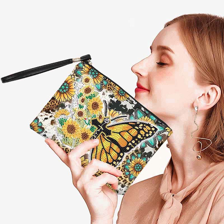 Schmetterling und Sonnenblume Diamant Armband Clutch DIY Diamant Kunst Malerei Geldbörsen