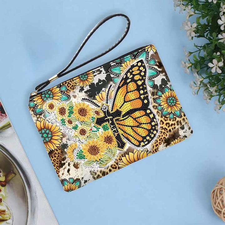 Schmetterling und Sonnenblume Diamant Armband Clutch DIY Diamant Kunst Malerei Geldbörsen
