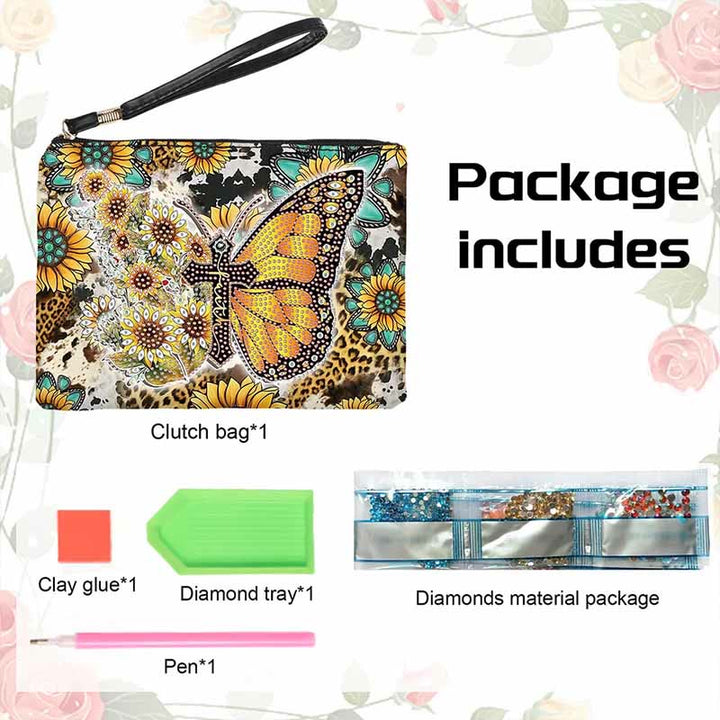 Schmetterling und Sonnenblume Diamant Armband Clutch DIY Diamant Kunst Malerei Geldbörsen