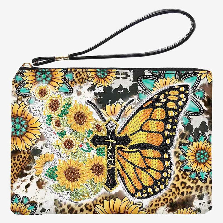 Schmetterling und Sonnenblume Diamant Armband Clutch DIY Diamant Kunst Malerei Geldbörsen