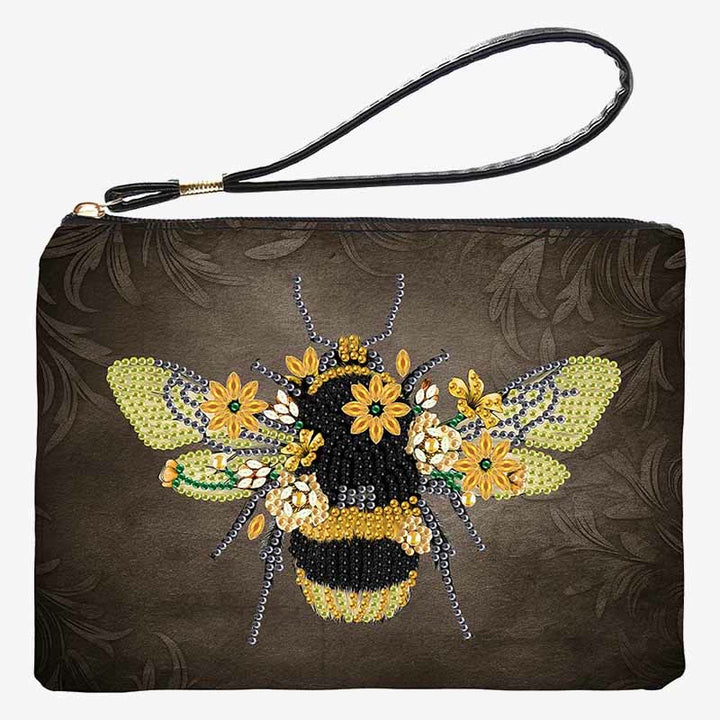 Diamant-Geldbörse mit Reißverschluss, DIY-Bienenblumen-Diamant-Armbandtasche
