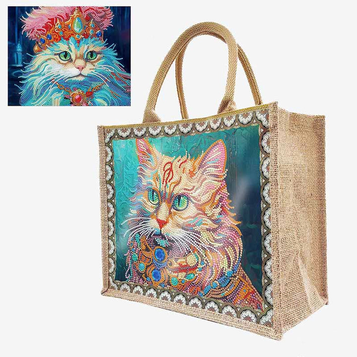 DIY Katze Leinen Diamant Einkaufstasche Shopping Reise Geldbörse